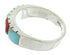 Silver Turquoise Apple Coral Southwestern Ring Size 7-3/4 AW63717
